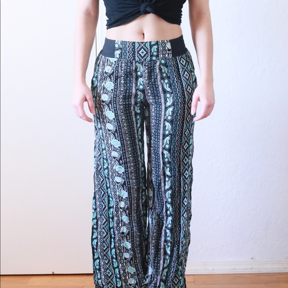 Blue Boho Palazzo/ Culotte Pants - Picture 1 of 5